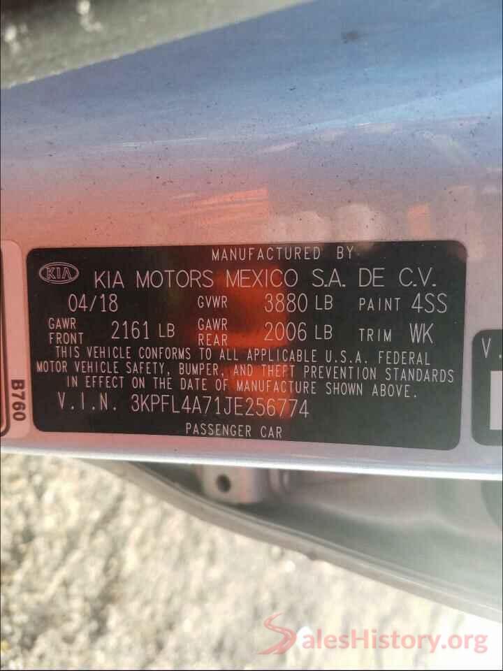 3KPFL4A71JE256774 2018 KIA FORTE