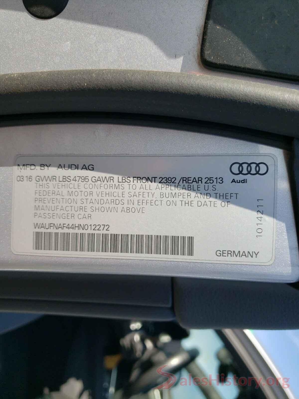 WAUFNAF44HN012272 2017 AUDI A4