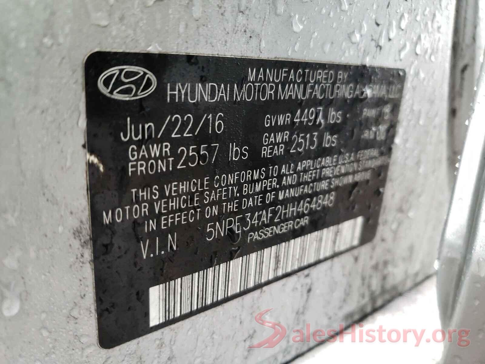 5NPE34AF2HH464848 2017 HYUNDAI SONATA