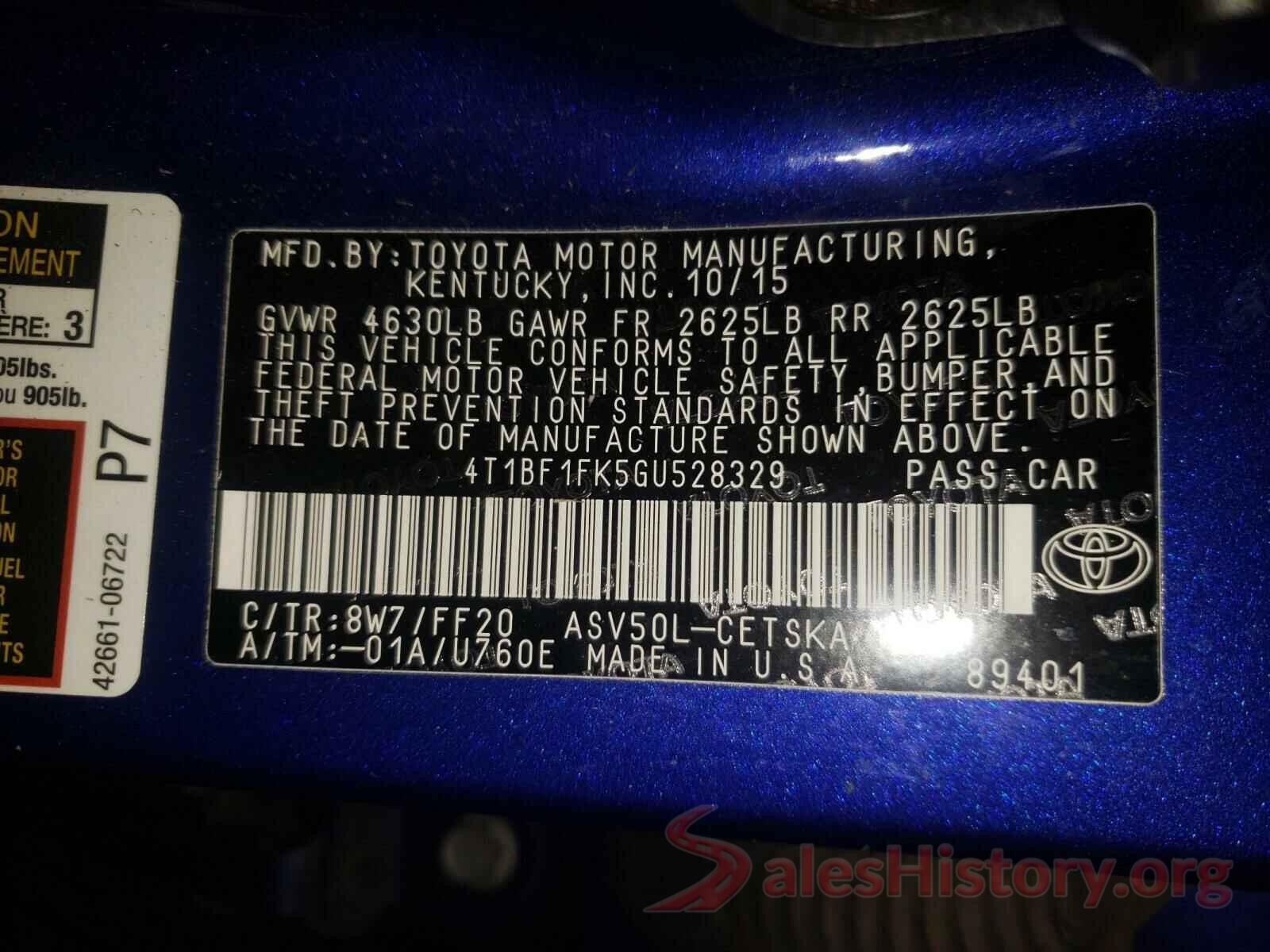 4T1BF1FK5GU528329 2016 TOYOTA CAMRY