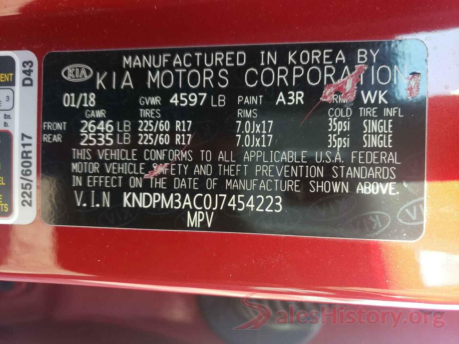 KNDPM3AC0J7454223 2018 KIA SPORTAGE