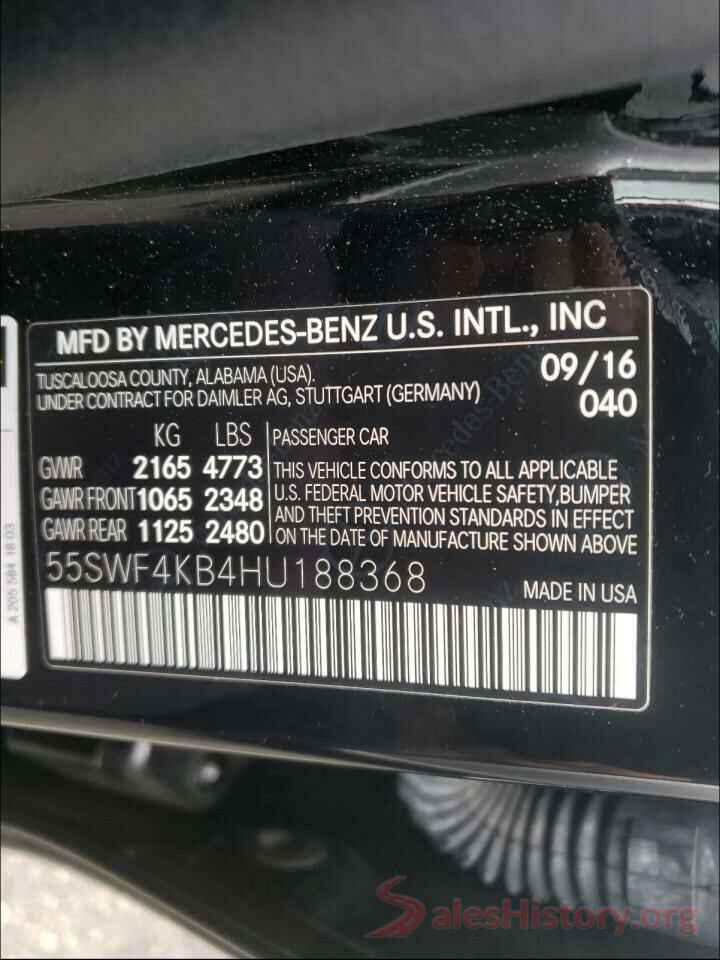 55SWF4KB4HU188368 2017 MERCEDES-BENZ C CLASS