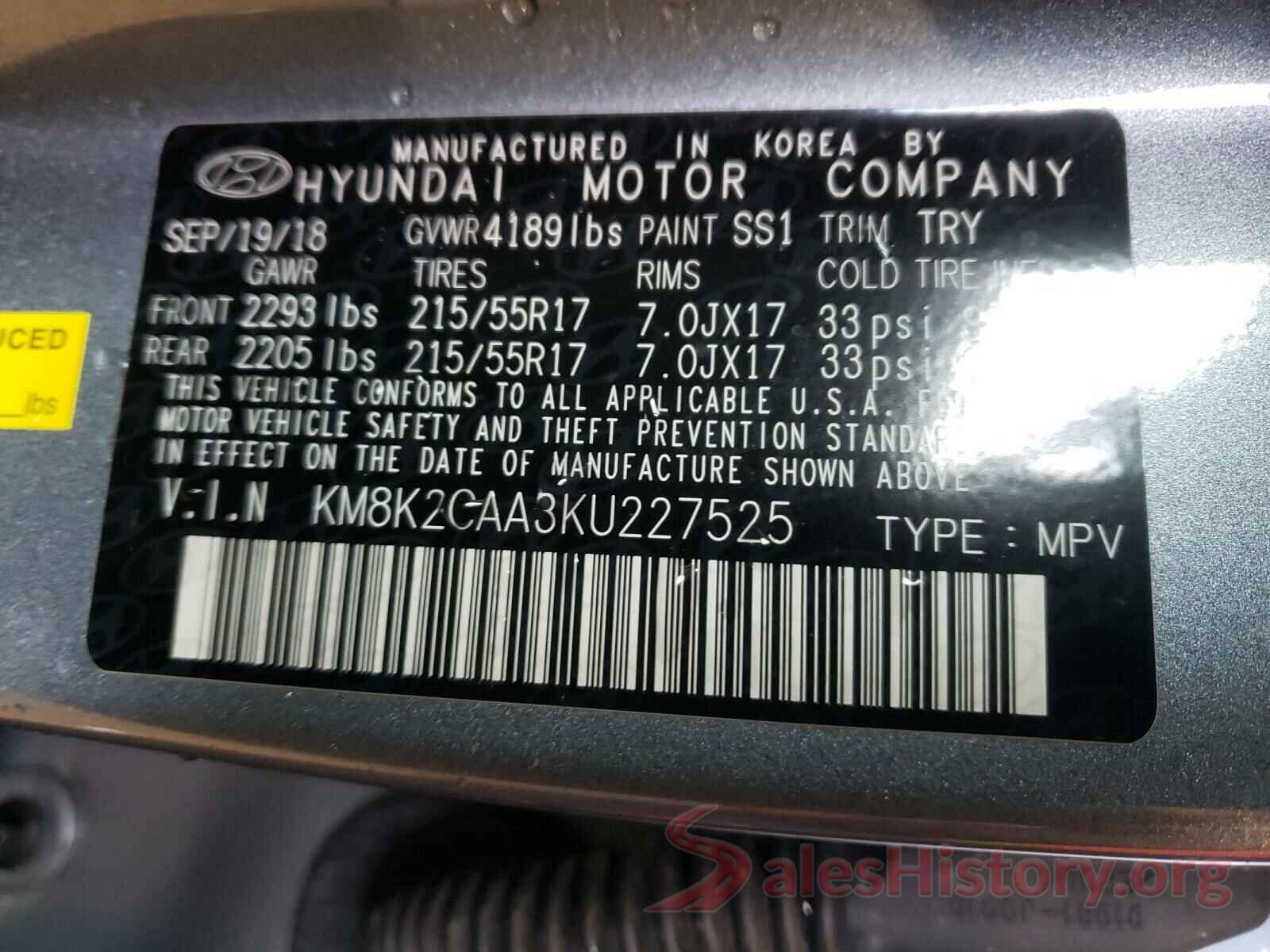 KM8K2CAA3KU227525 2019 HYUNDAI KONA