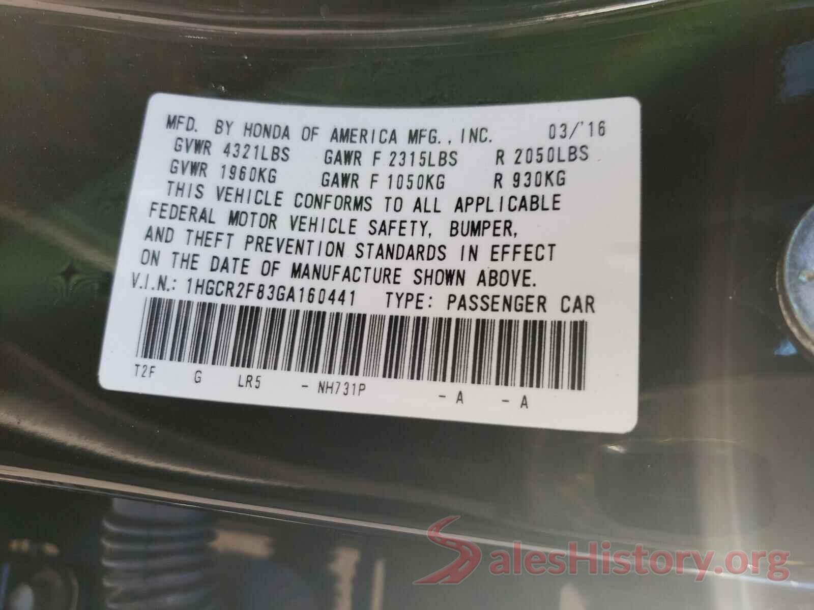 1HGCR2F83GA160441 2016 HONDA ACCORD