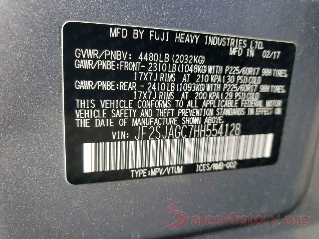 JF2SJAGC7HH554128 2017 SUBARU FORESTER