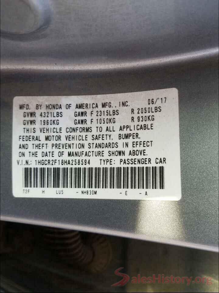 1HGCR2F18HA258594 2017 HONDA ACCORD