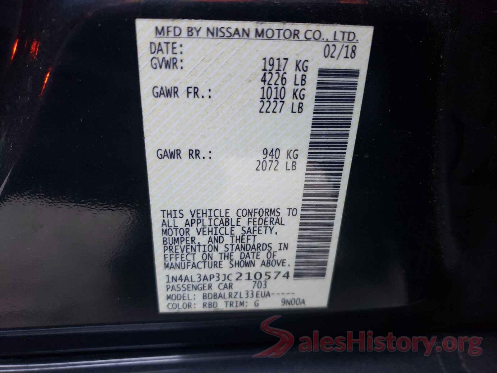 1N4AL3AP3JC210574 2018 NISSAN ALTIMA