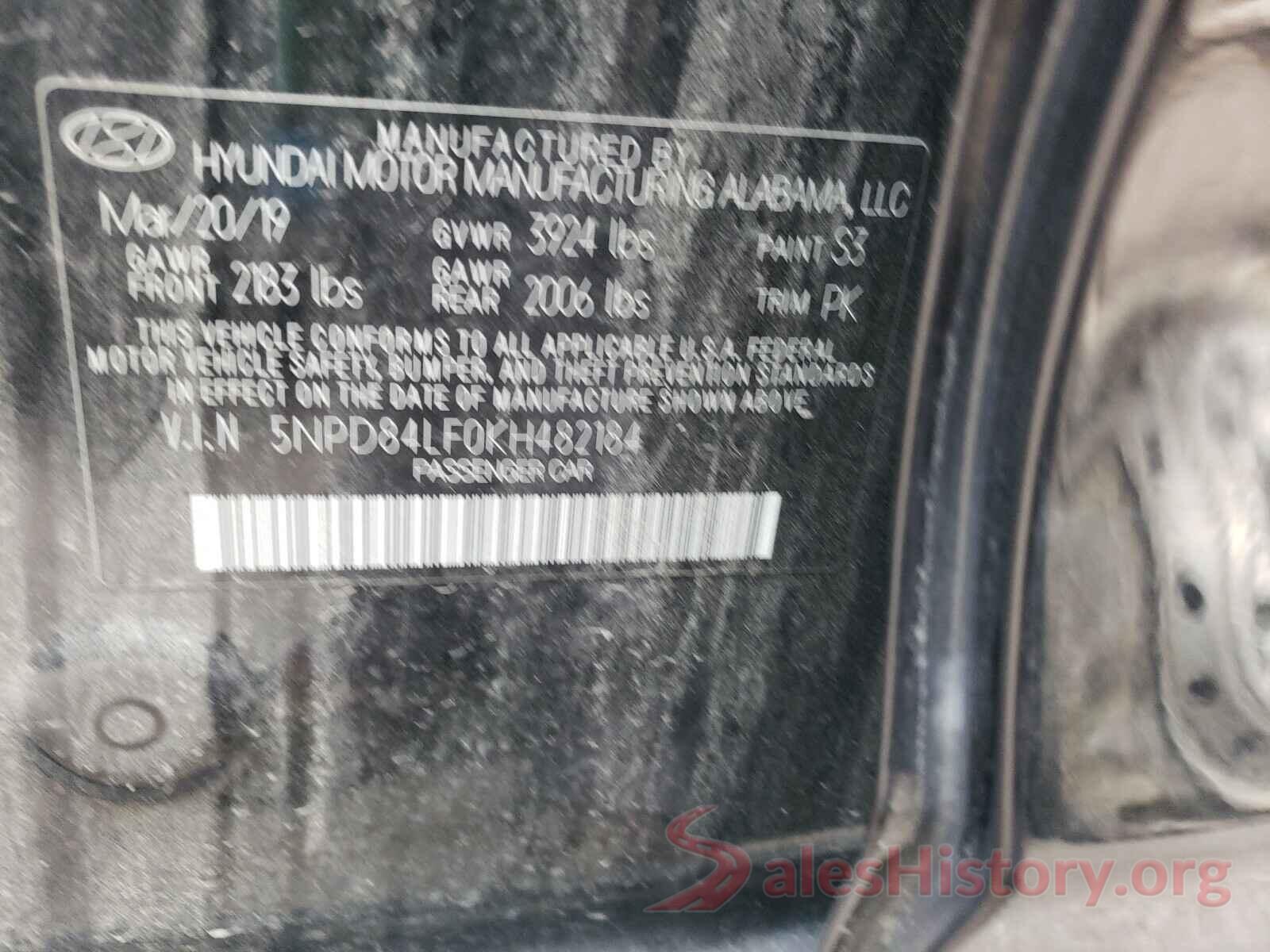 5NPD84LF0KH482184 2019 HYUNDAI ELANTRA