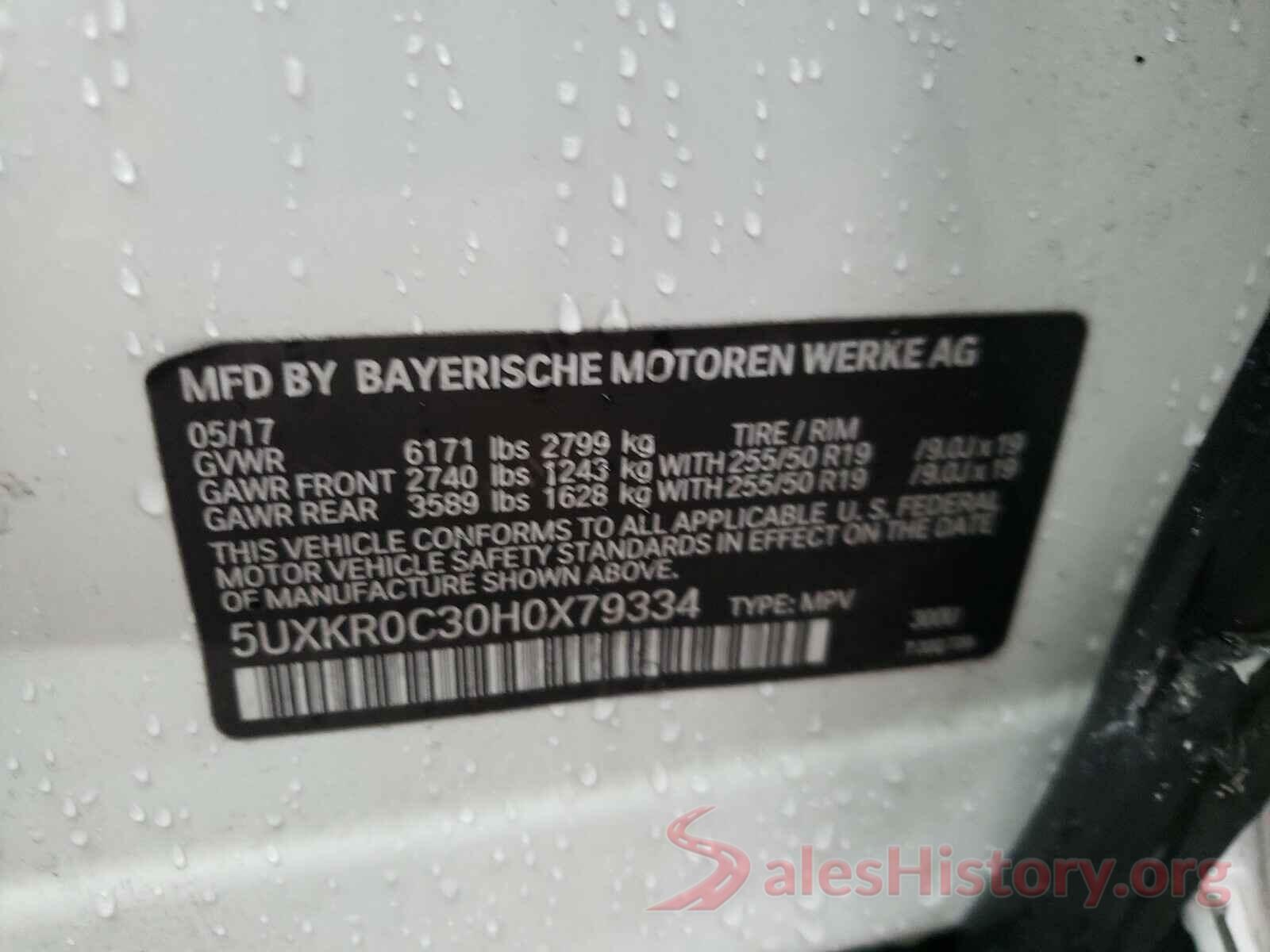 5UXKR0C30H0X79334 2017 BMW X5