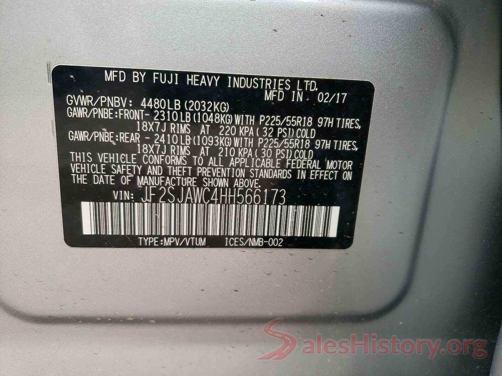 JF2SJAWC4HH566173 2017 SUBARU FORESTER