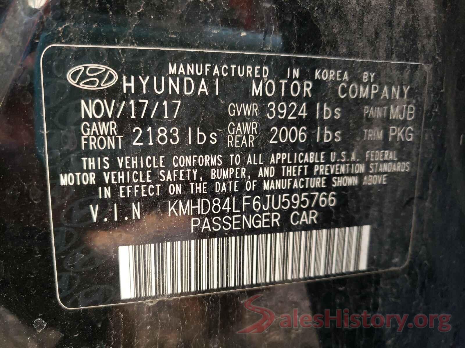 KMHD84LF6JU595766 2018 HYUNDAI ELANTRA