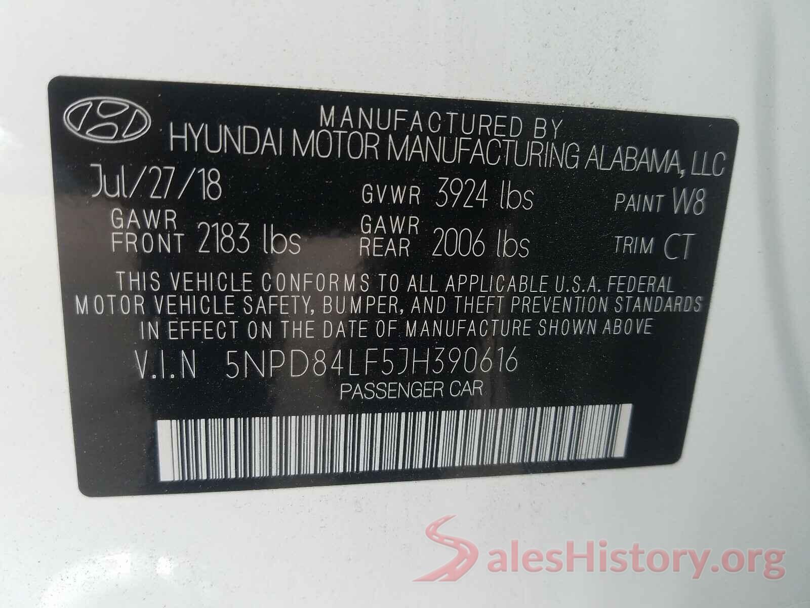 5NPD84LF5JH390616 2018 HYUNDAI ELANTRA