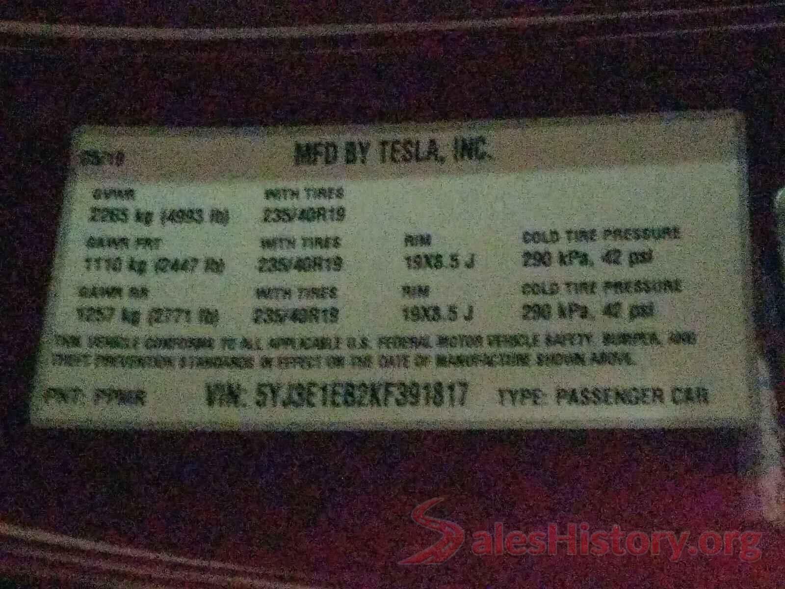 5YJ3E1EB2KF391817 2019 TESLA MODEL 3