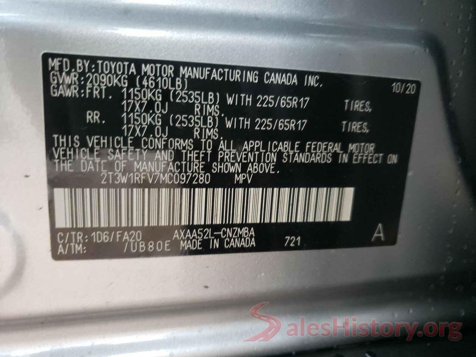 2T3W1RFV7MC097280 2021 TOYOTA RAV4