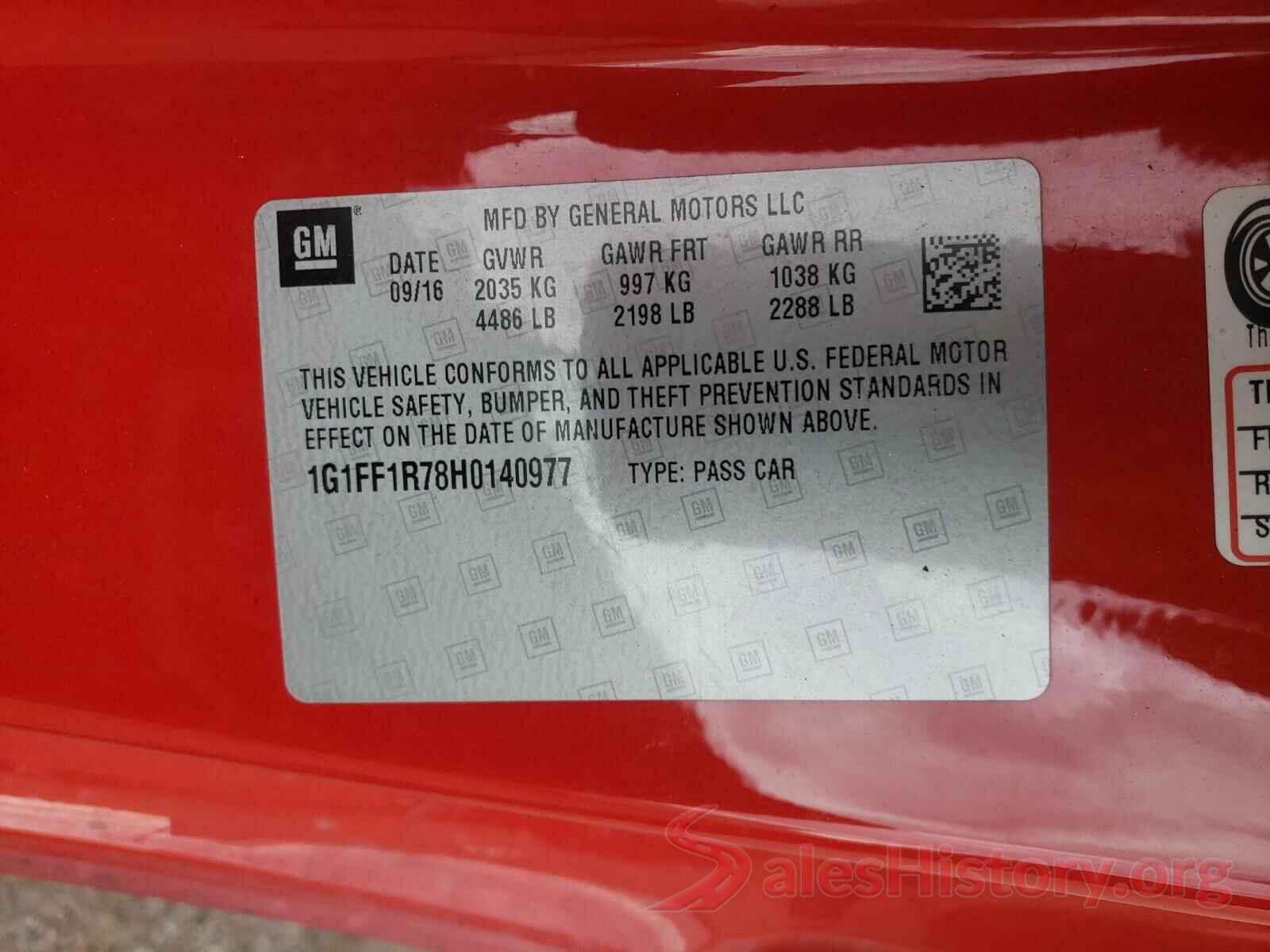 1G1FF1R78H0140977 2017 CHEVROLET CAMARO