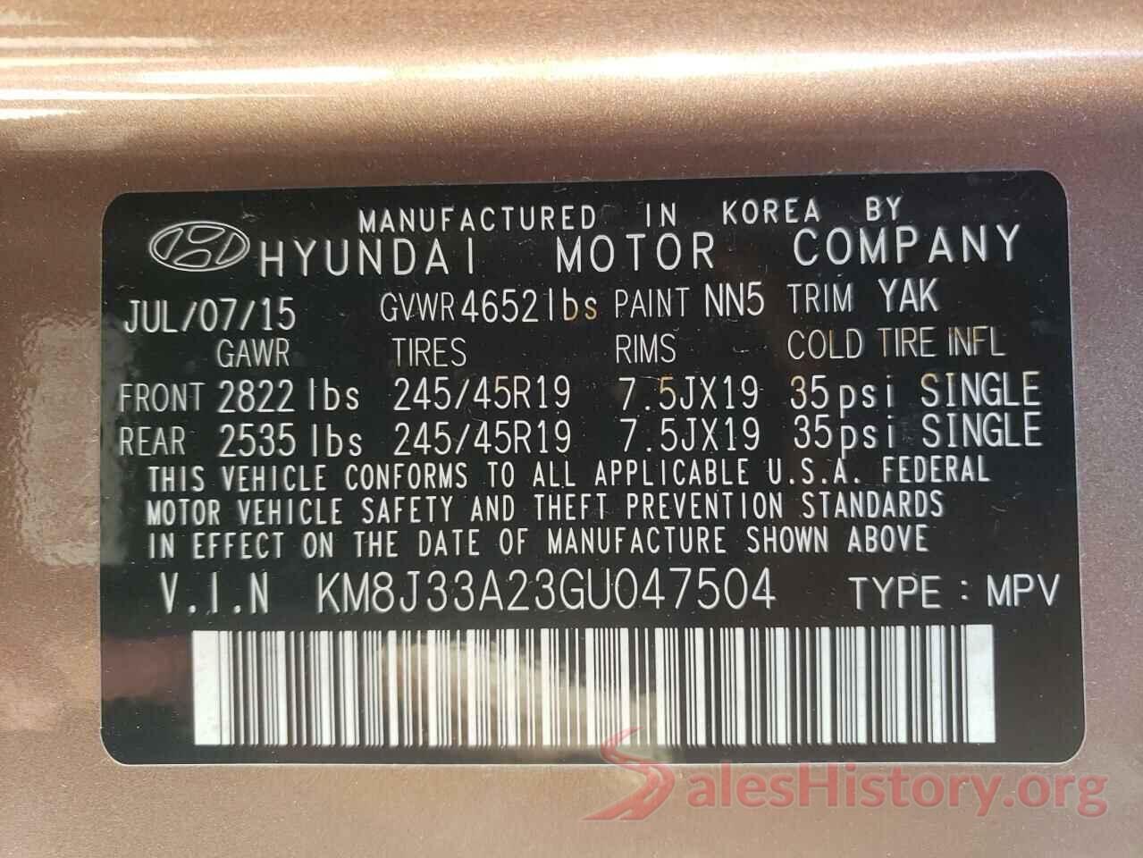 KM8J33A23GU047504 2016 HYUNDAI TUCSON