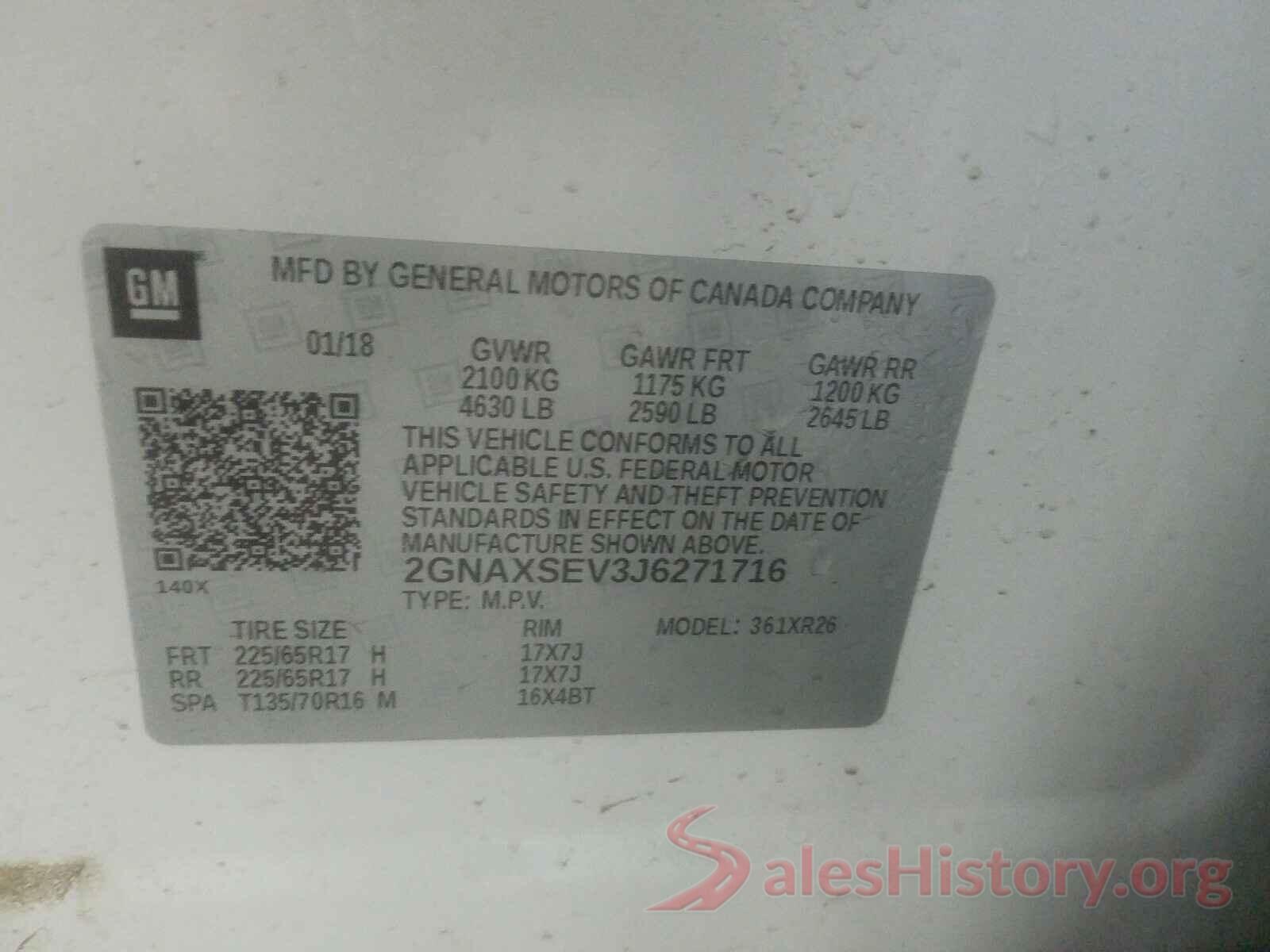 2GNAXSEV3J6271716 2018 CHEVROLET EQUINOX