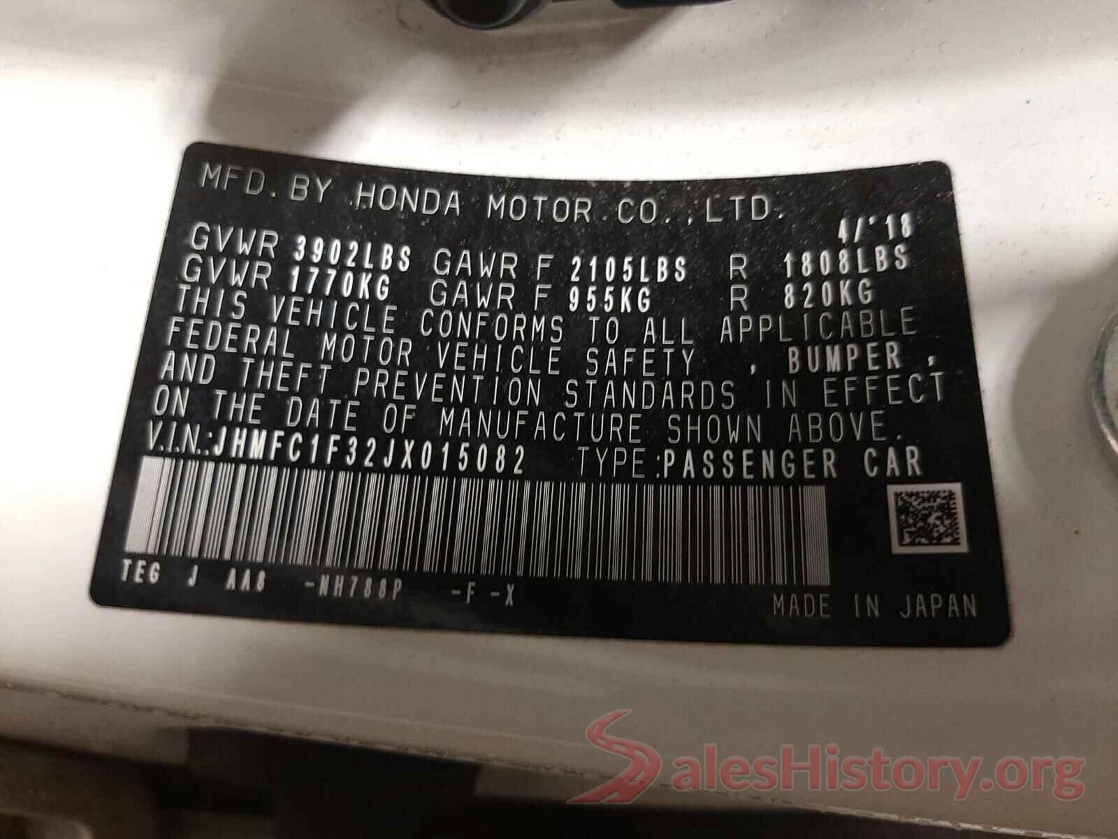 JHMFC1F32JX015082 2018 HONDA CIVIC