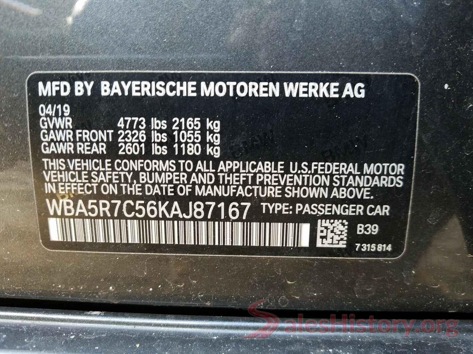 WBA5R7C56KAJ87167 2019 BMW 3 SERIES