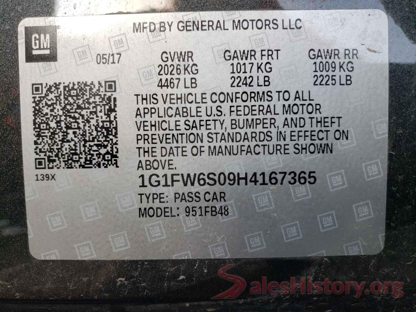 1G1FW6S09H4167365 2017 CHEVROLET BOLT