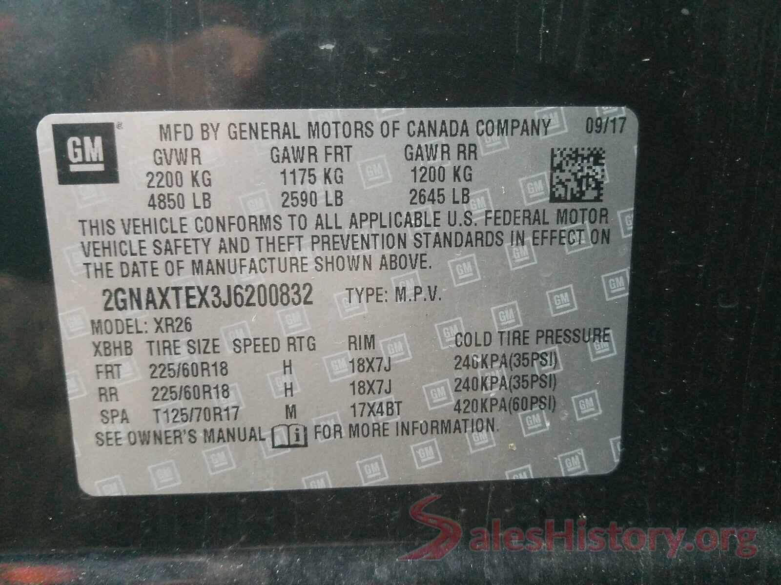 2GNAXTEX3J6200832 2018 CHEVROLET EQUINOX