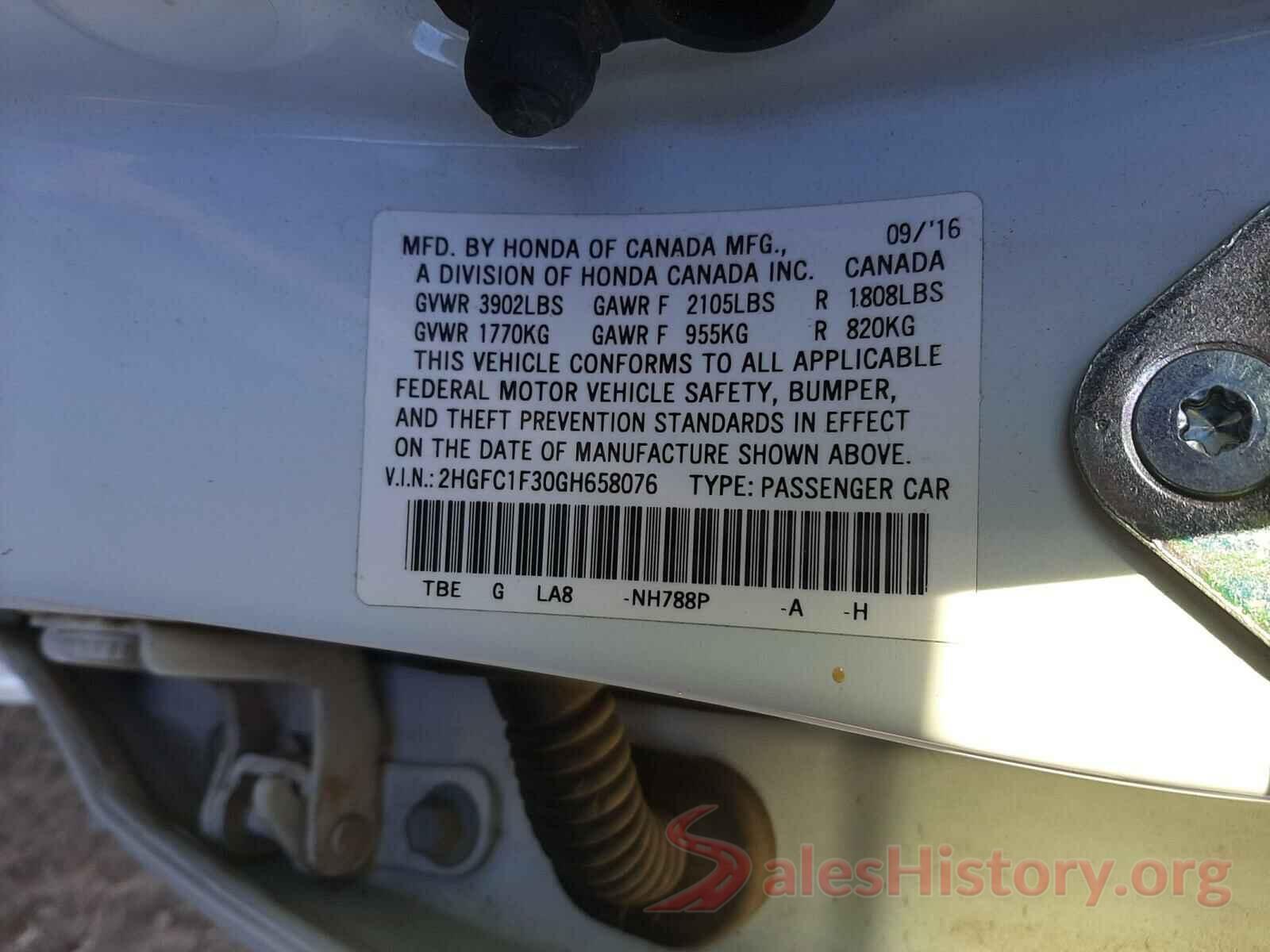 2HGFC1F30GH658076 2016 HONDA CIVIC