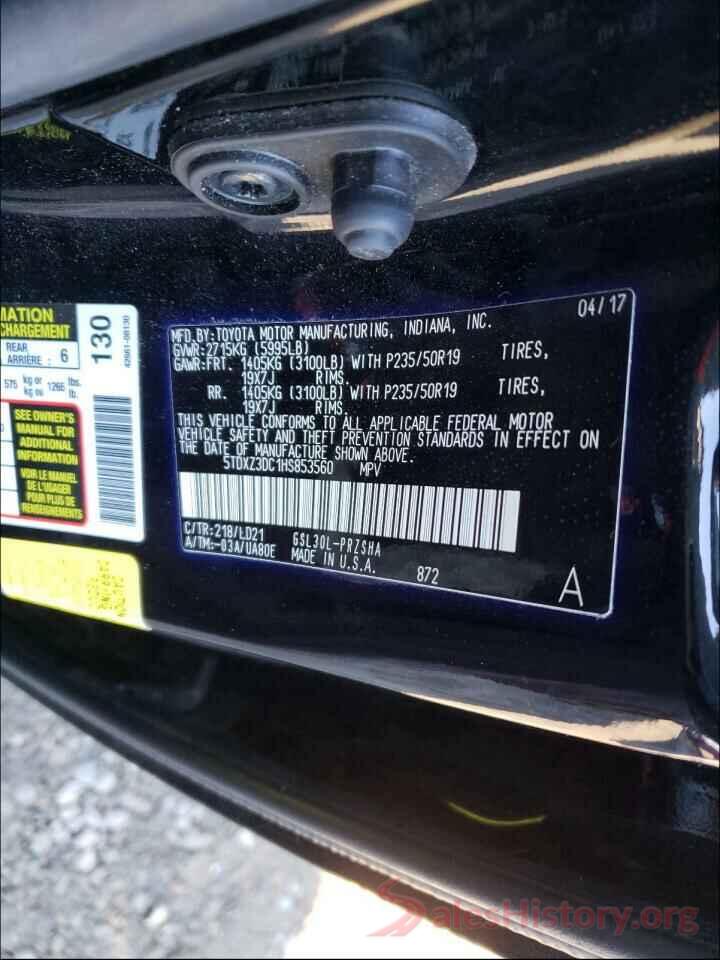 5TDXZ3DC1HS853560 2017 TOYOTA SIENNA