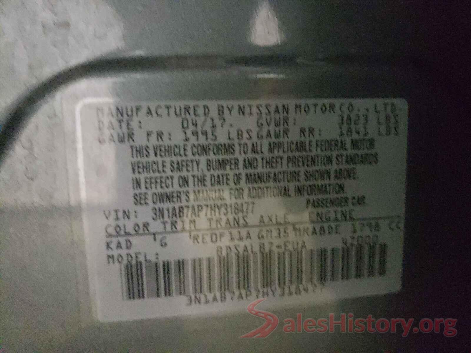 3N1AB7AP7HY318477 2017 NISSAN SENTRA