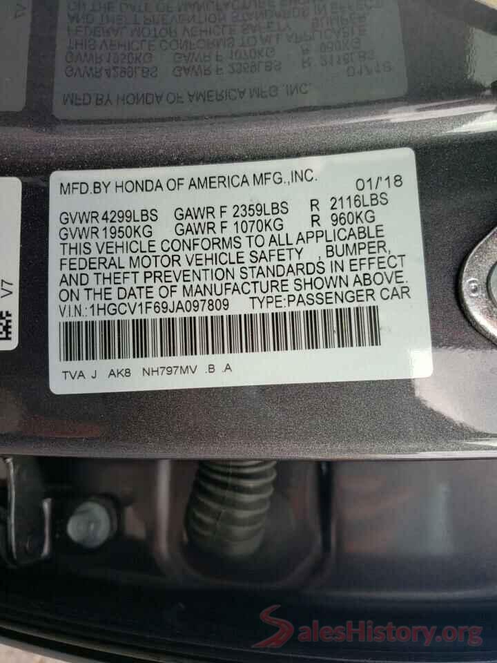 1HGCV1F69JA097809 2018 HONDA ACCORD