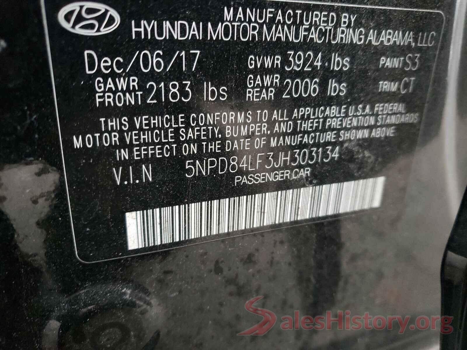 5NPD84LF3JH303134 2018 HYUNDAI ELANTRA