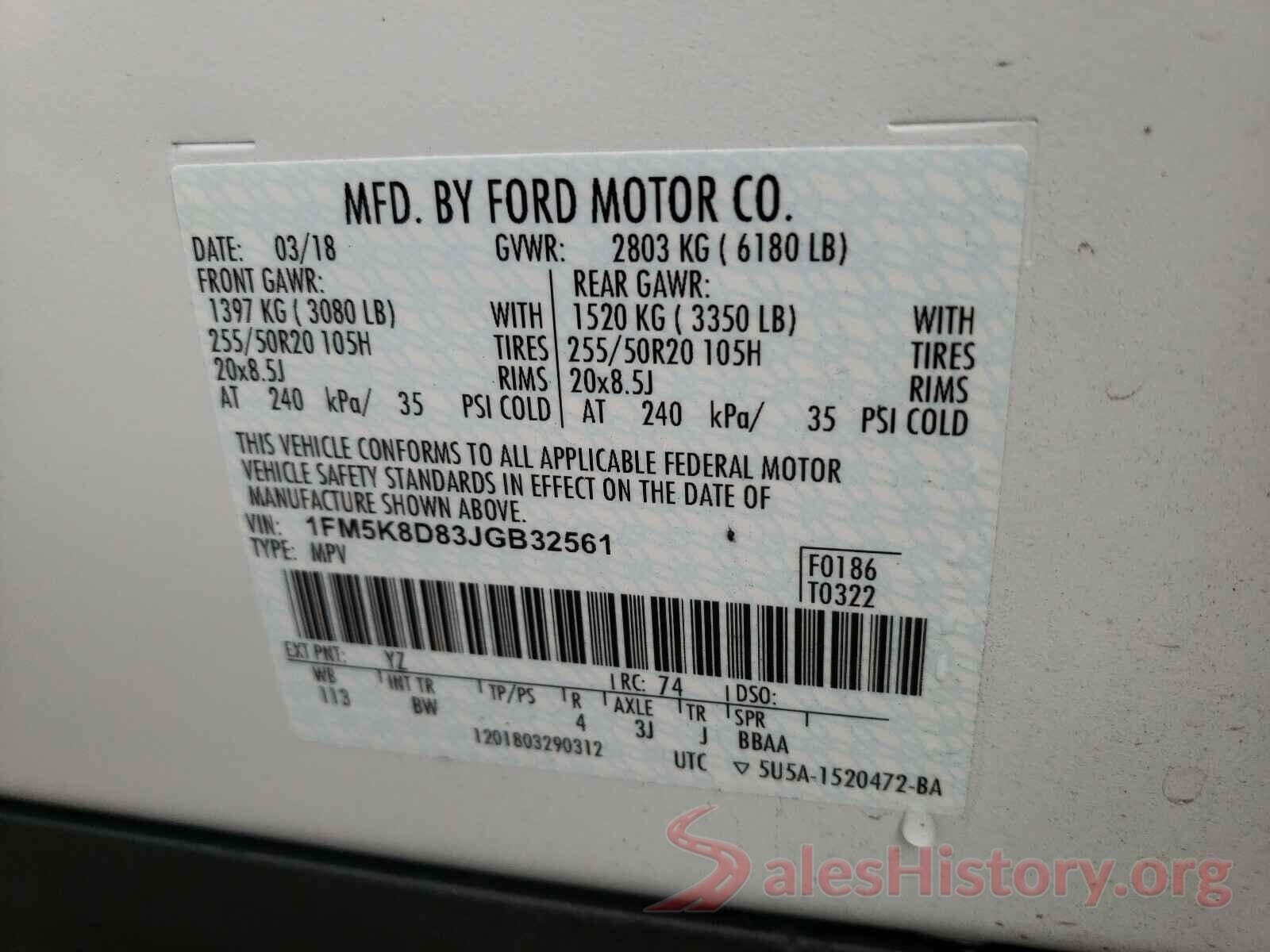 1FM5K8D83JGB32561 2018 FORD EXPLORER