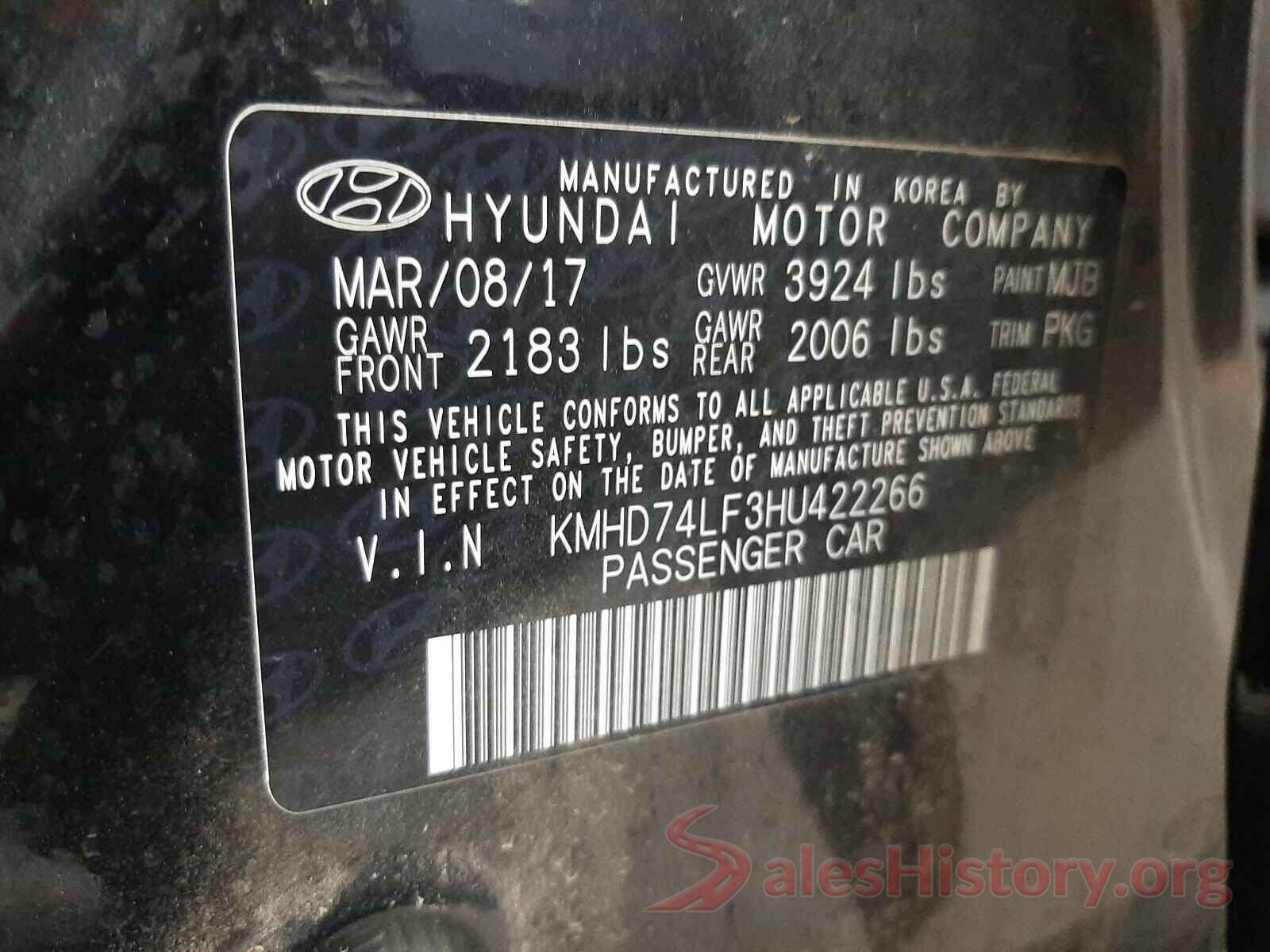 KMHD74LF3HU422266 2017 HYUNDAI ELANTRA