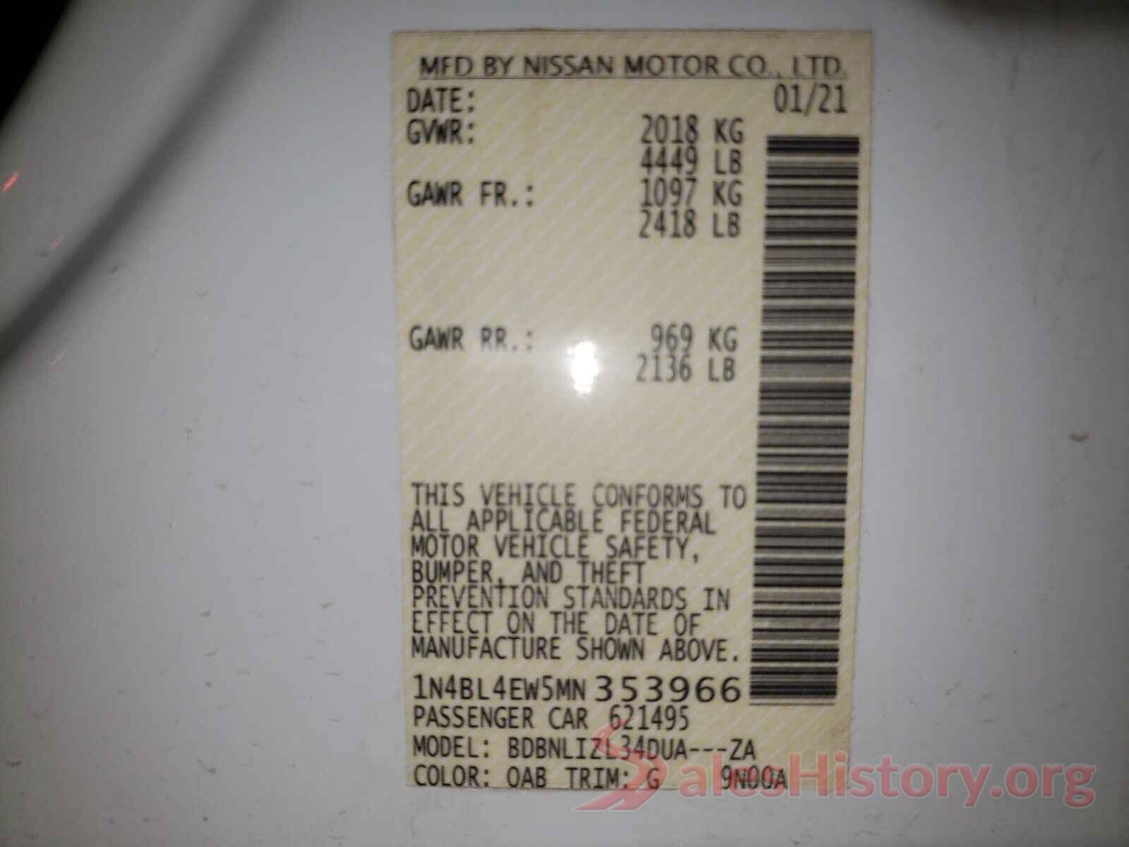 1N4BL4EW5MN353966 2021 NISSAN ALTIMA