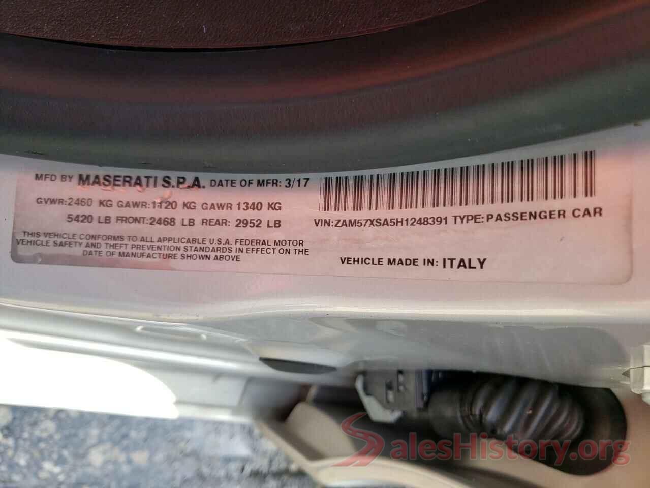 ZAM57XSA5H1248391 2017 MASERATI ALL MODELS