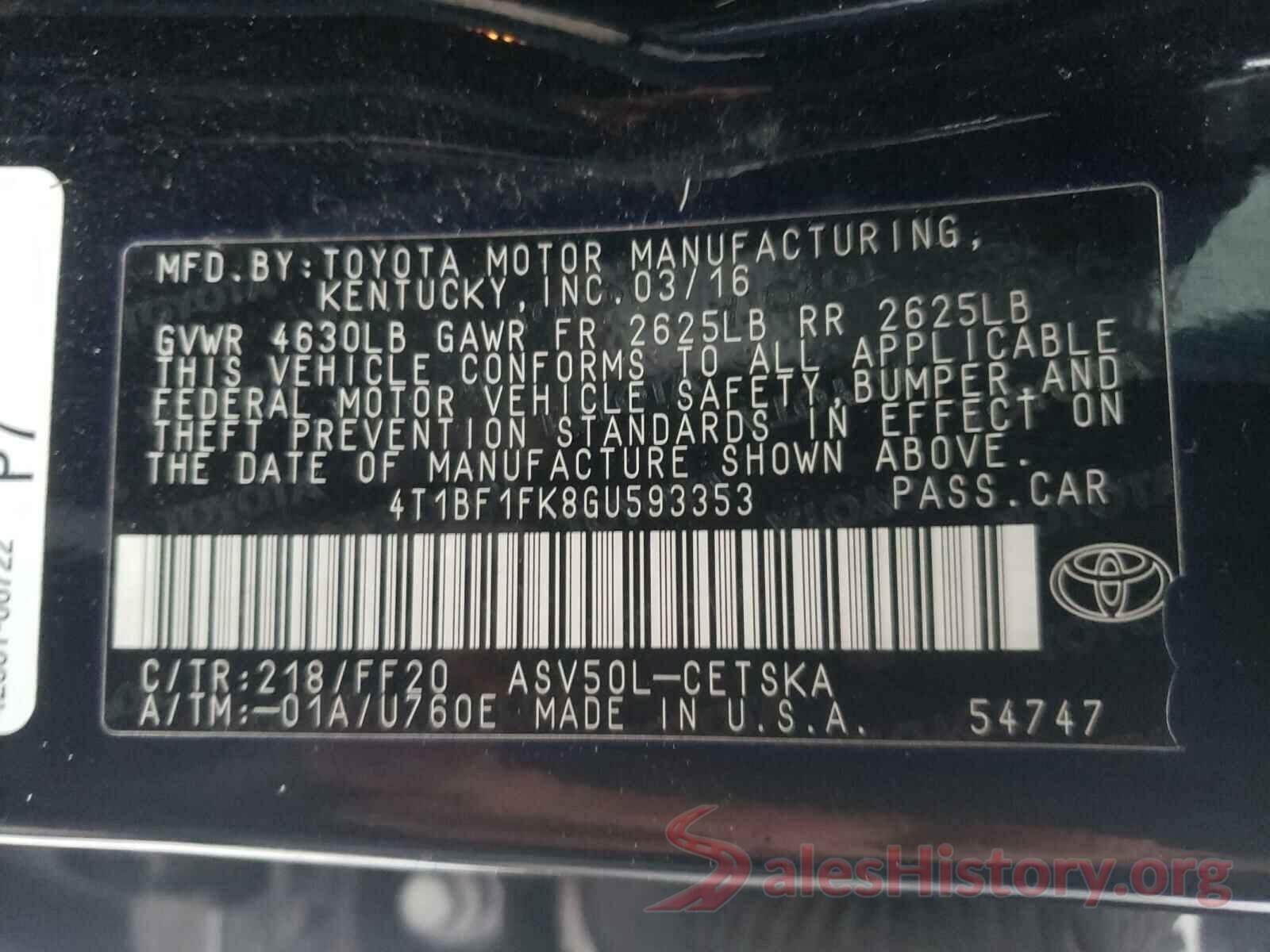 4T1BF1FK8GU593353 2016 TOYOTA CAMRY