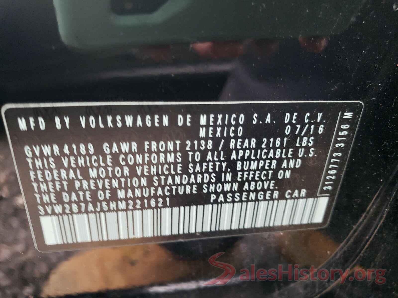 3VW2B7AJ5HM221621 2017 VOLKSWAGEN JETTA