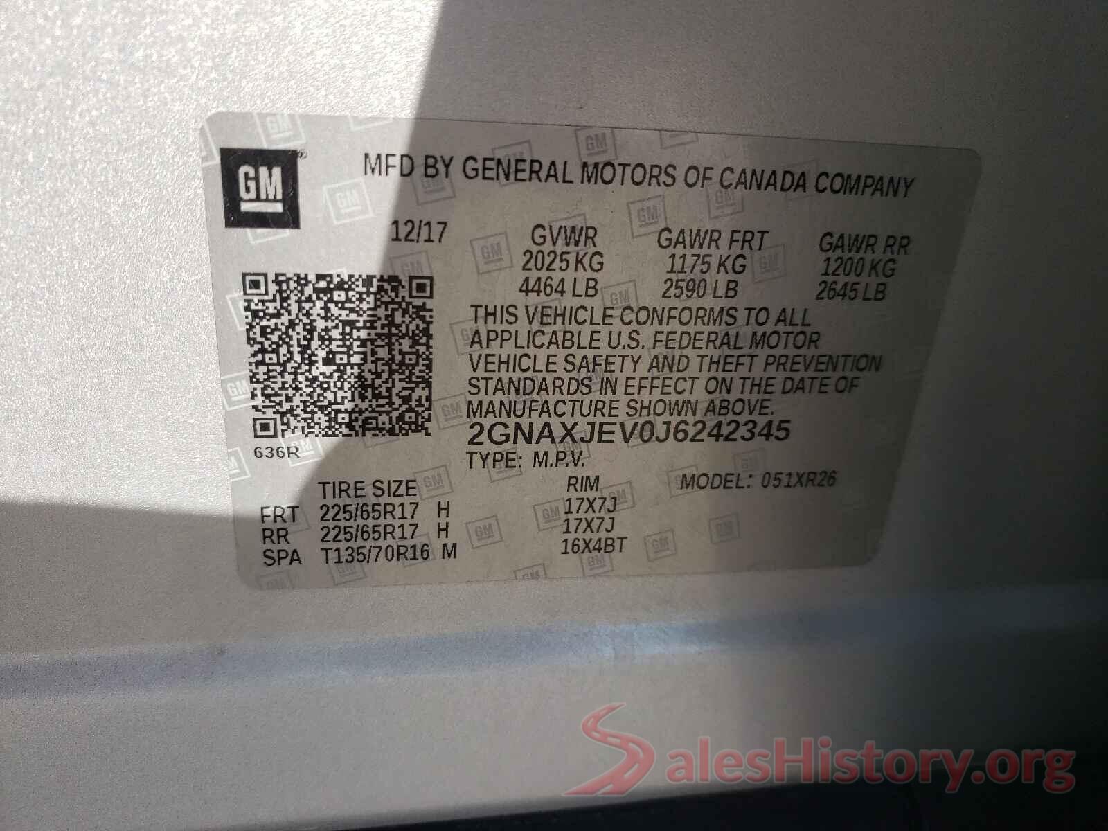 2GNAXJEV0J6242345 2018 CHEVROLET EQUINOX