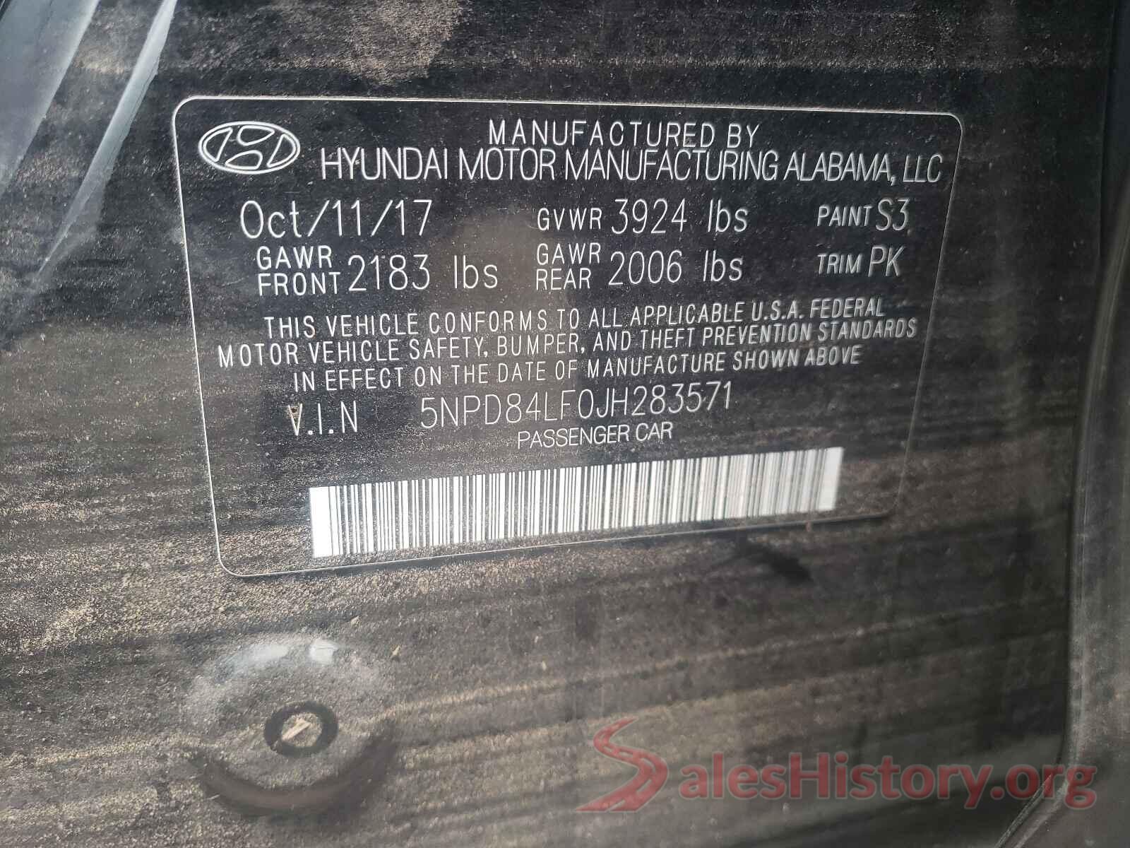 5NPD84LF0JH283571 2018 HYUNDAI ELANTRA