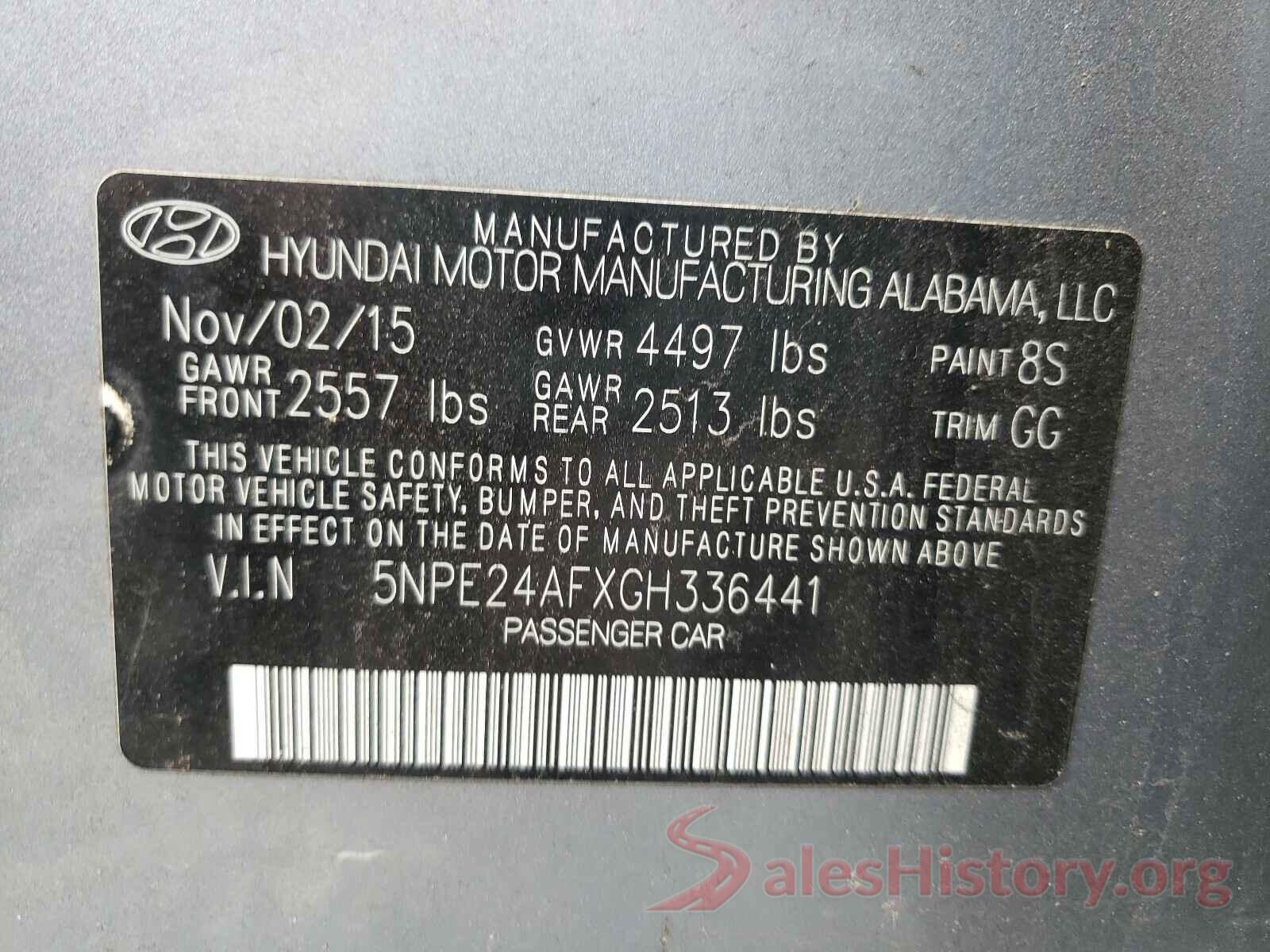 5NPE24AFXGH336441 2016 HYUNDAI SONATA