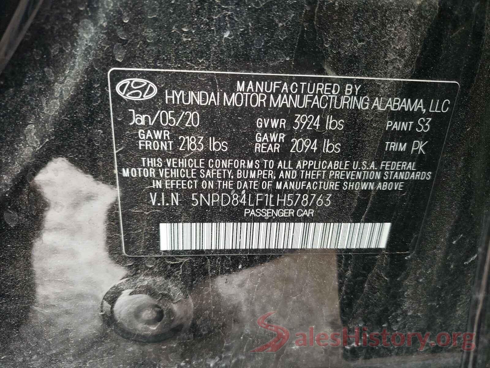 5NPD84LF1LH578763 2020 HYUNDAI ELANTRA