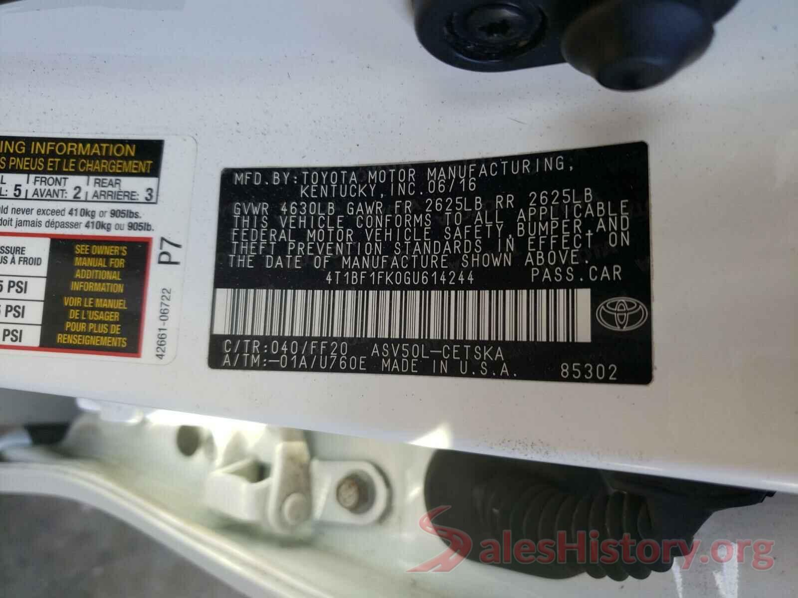 4T1BF1FK0GU614244 2016 TOYOTA CAMRY