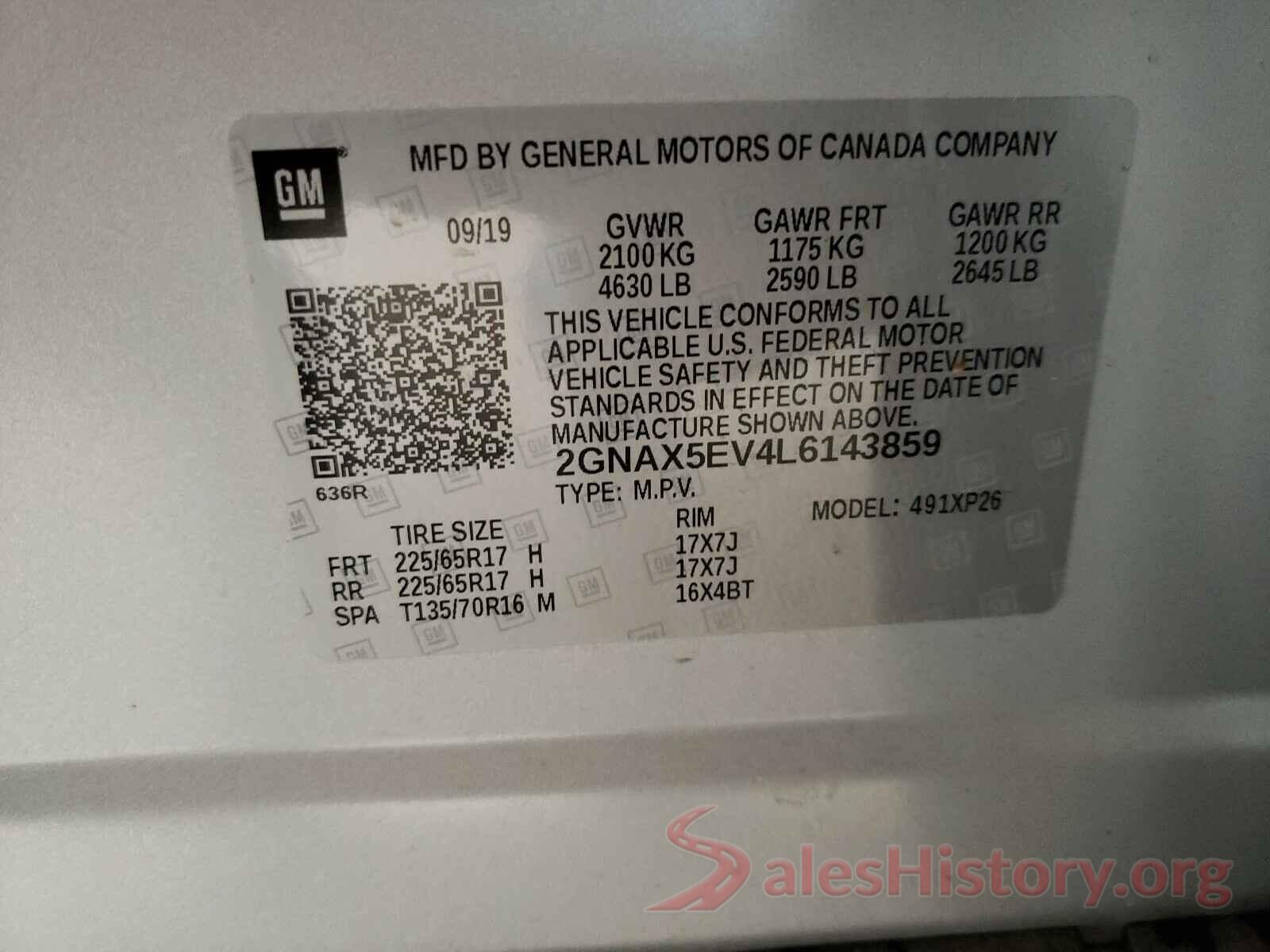 2GNAX5EV4L6143859 2020 CHEVROLET EQUINOX