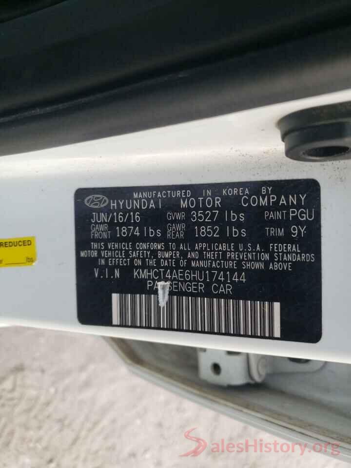 KMHCT4AE6HU174144 2017 HYUNDAI ACCENT