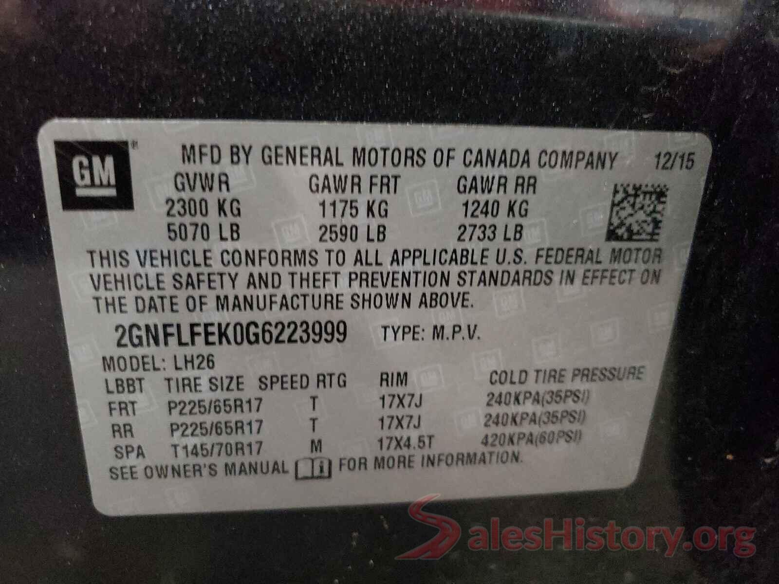 2GNFLFEK0G6223999 2016 CHEVROLET EQUINOX