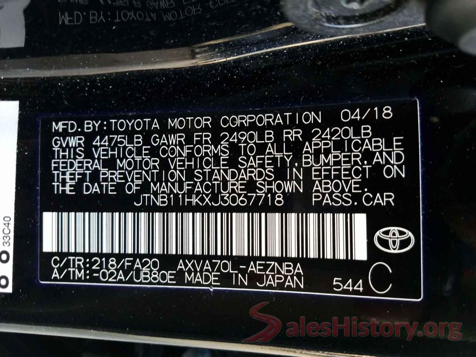 JTNB11HKXJ3067718 2018 TOYOTA CAMRY