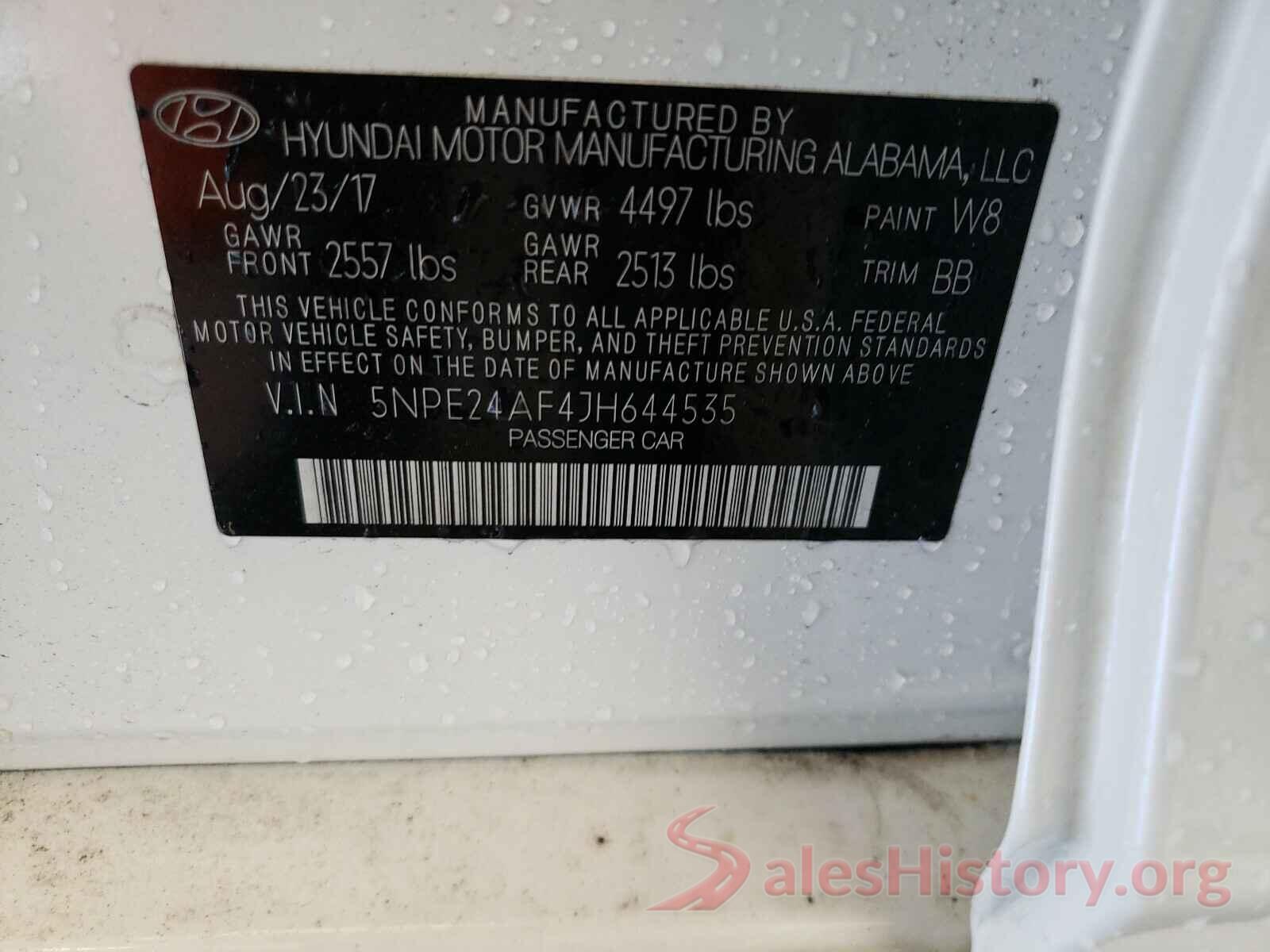 5NPE24AF4JH644535 2018 HYUNDAI SONATA