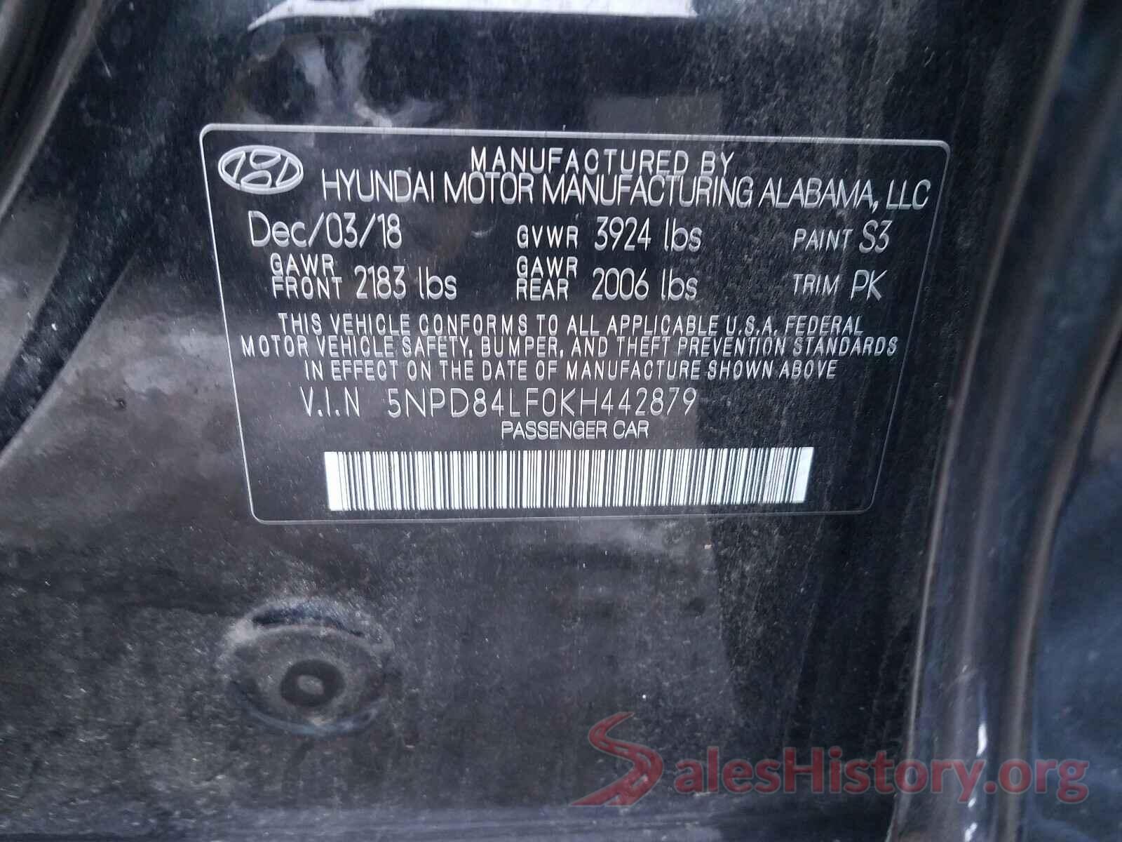 5NPD84LF0KH442879 2019 HYUNDAI ELANTRA