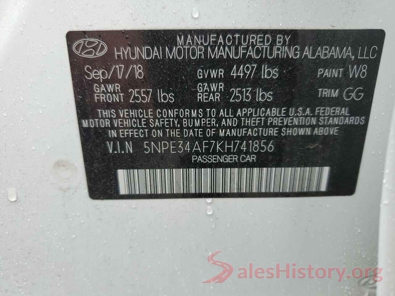 5NPE34AF7KH741856 2019 HYUNDAI SONATA