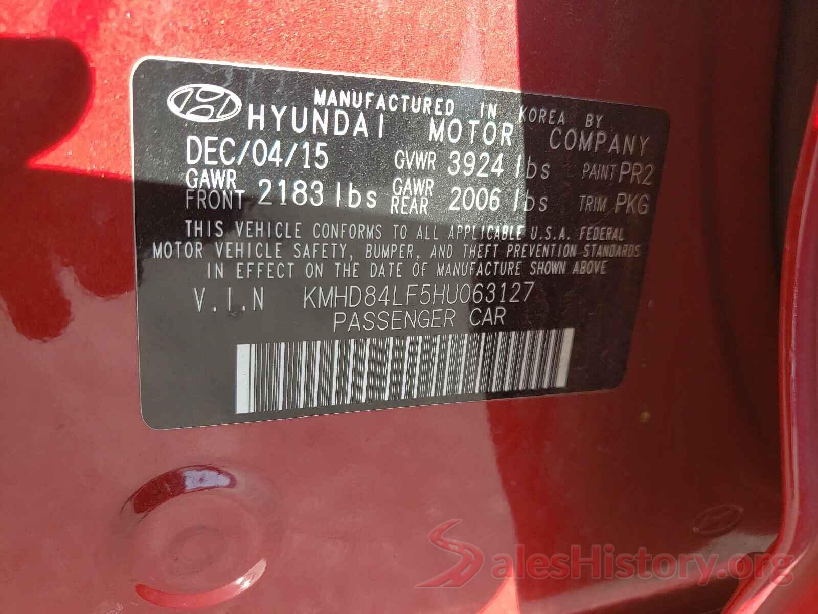 KMHD84LF5HU063127 2017 HYUNDAI ELANTRA