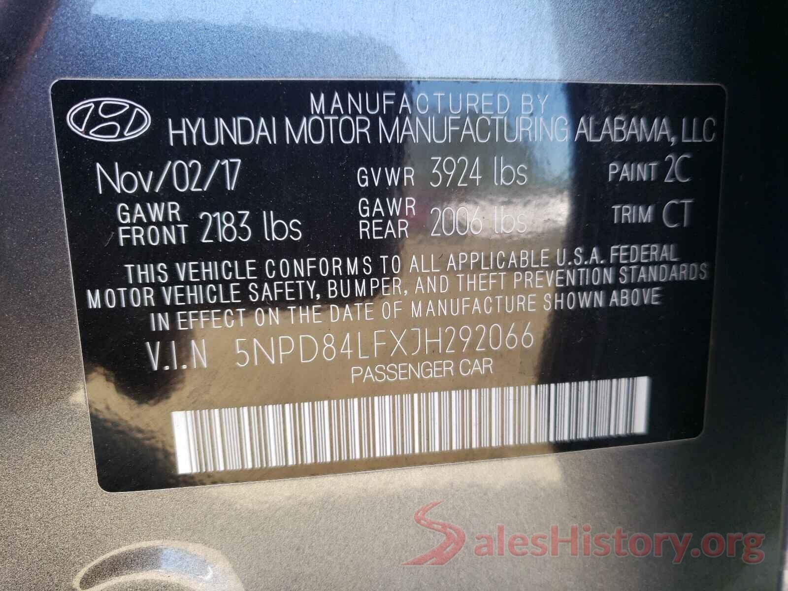 5NPD84LFXJH292066 2018 HYUNDAI ELANTRA